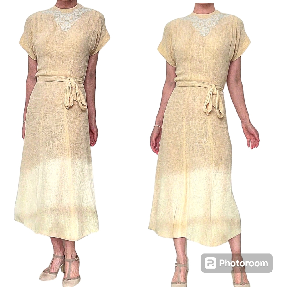 Vintage 40 50 Pakables Beaded Detail knit midi short sleeve Bodycon dress Size S